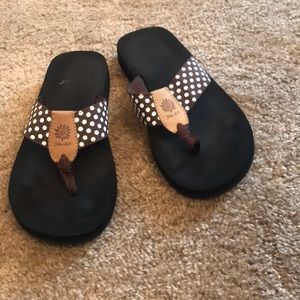 Yellow box flip flops
